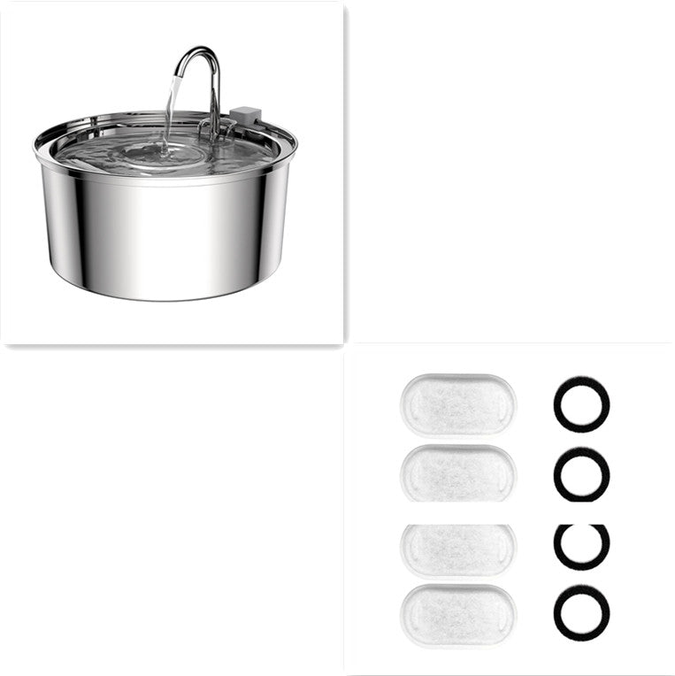 Pet Stainless Steel Automatic Water Fountain — 3.2L, Multiple Styles