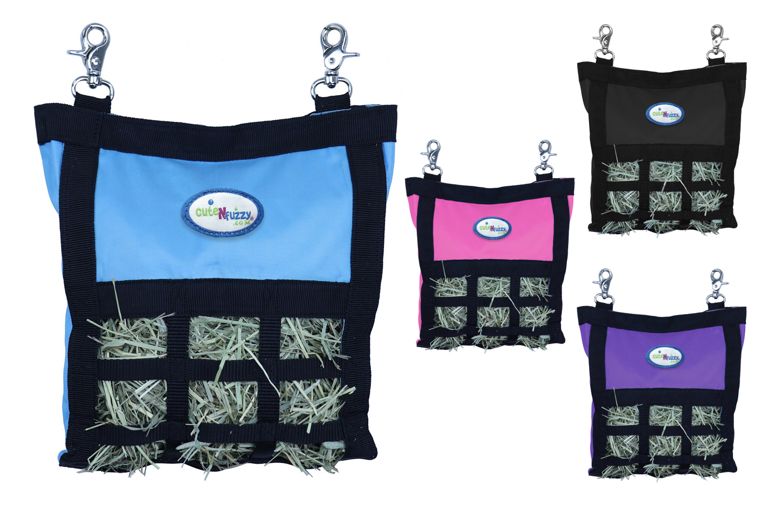 CuteNFuzzy Rabbit & Guinea Pig Hay Bag Feeder with Super Tough Bottom® Design | 15 Feeding Openings | Small 10" x 11" x 3" Hanging Hay Feeder | Less Waste, Cleaner Cage | Made in USA Design