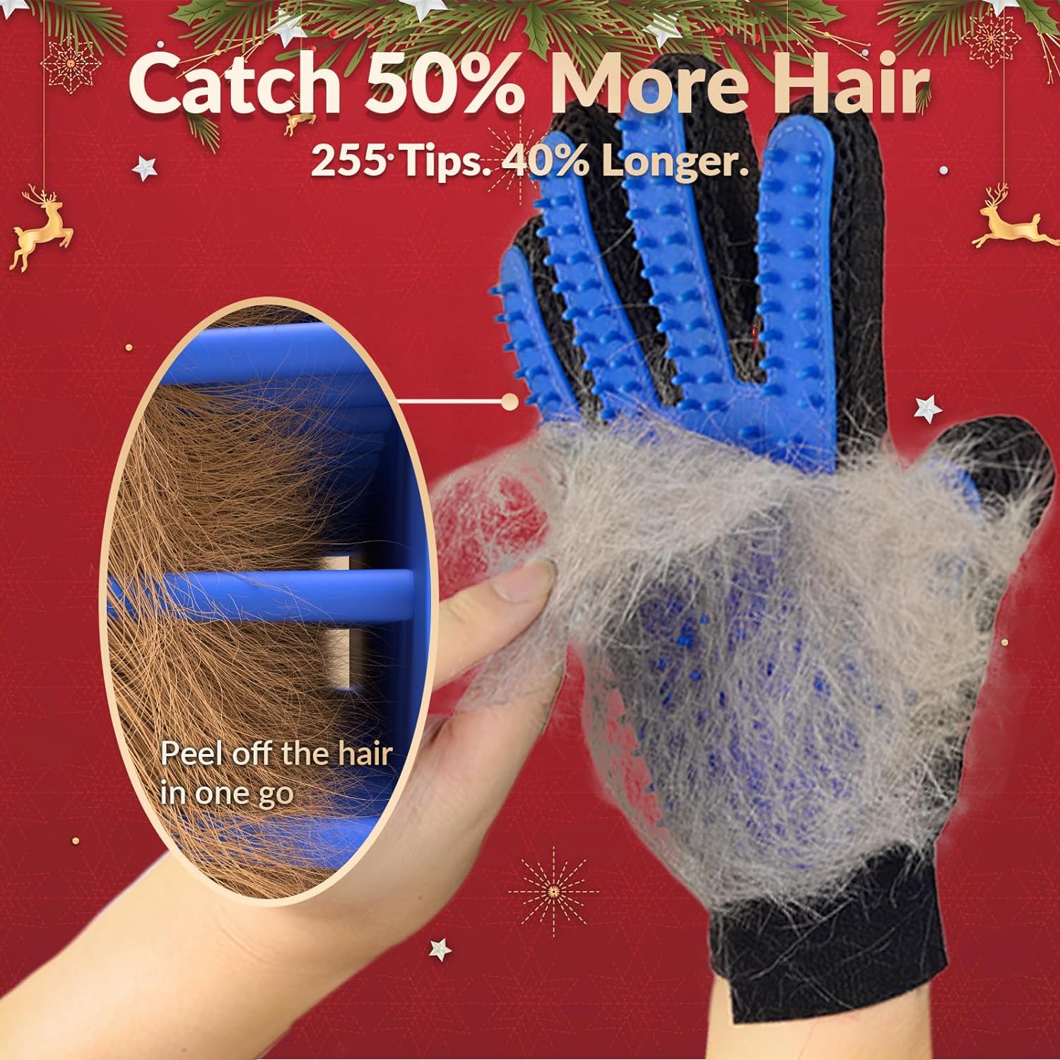 Silicone Pet Grooming Glove — 255-Tip Hair Remover