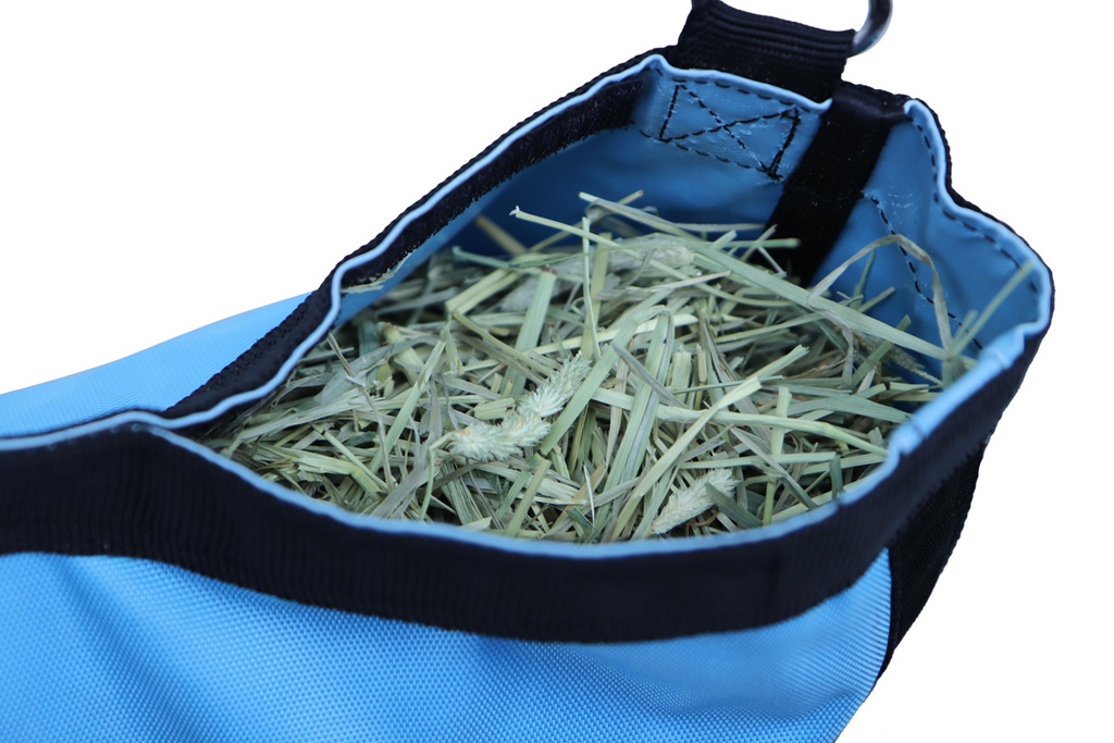 CuteNFuzzy Rabbit & Guinea Pig Hay Bag Feeder with Super Tough Bottom® Design | 15 Feeding Openings | Small 10" x 11" x 3" Hanging Hay Feeder | Less Waste, Cleaner Cage | Made in USA Design