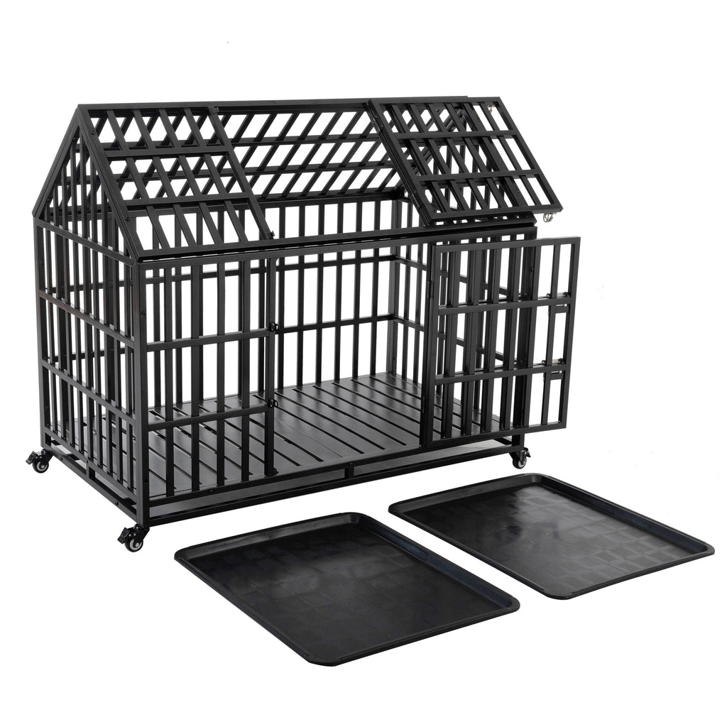Heavy Duty Dog Crate Lockable Wheels