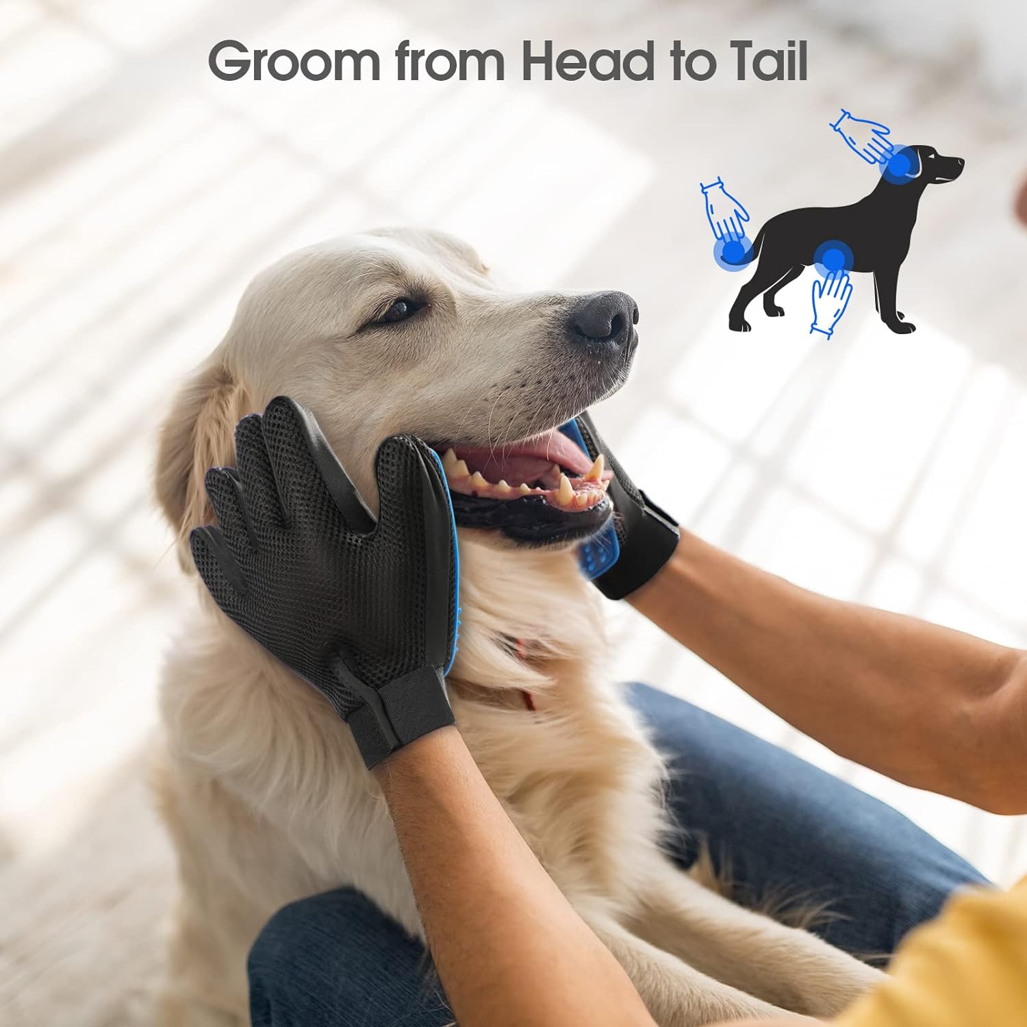 Silicone Pet Grooming Glove — 255-Tip Hair Remover