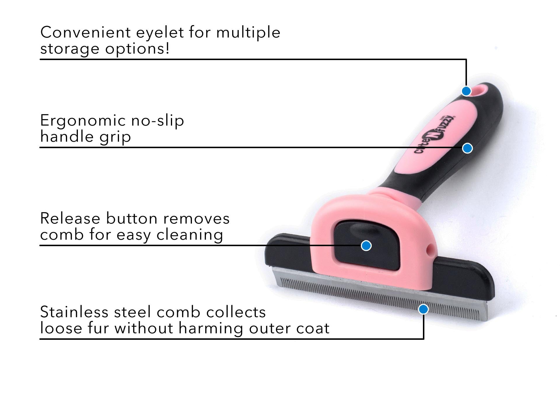 Deshedding Pet Grooming Comb in 2 Sizes by cuteNfuzzy®