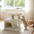 Small Cat Tree with Large Padded Plush Perch for Indoor Cats