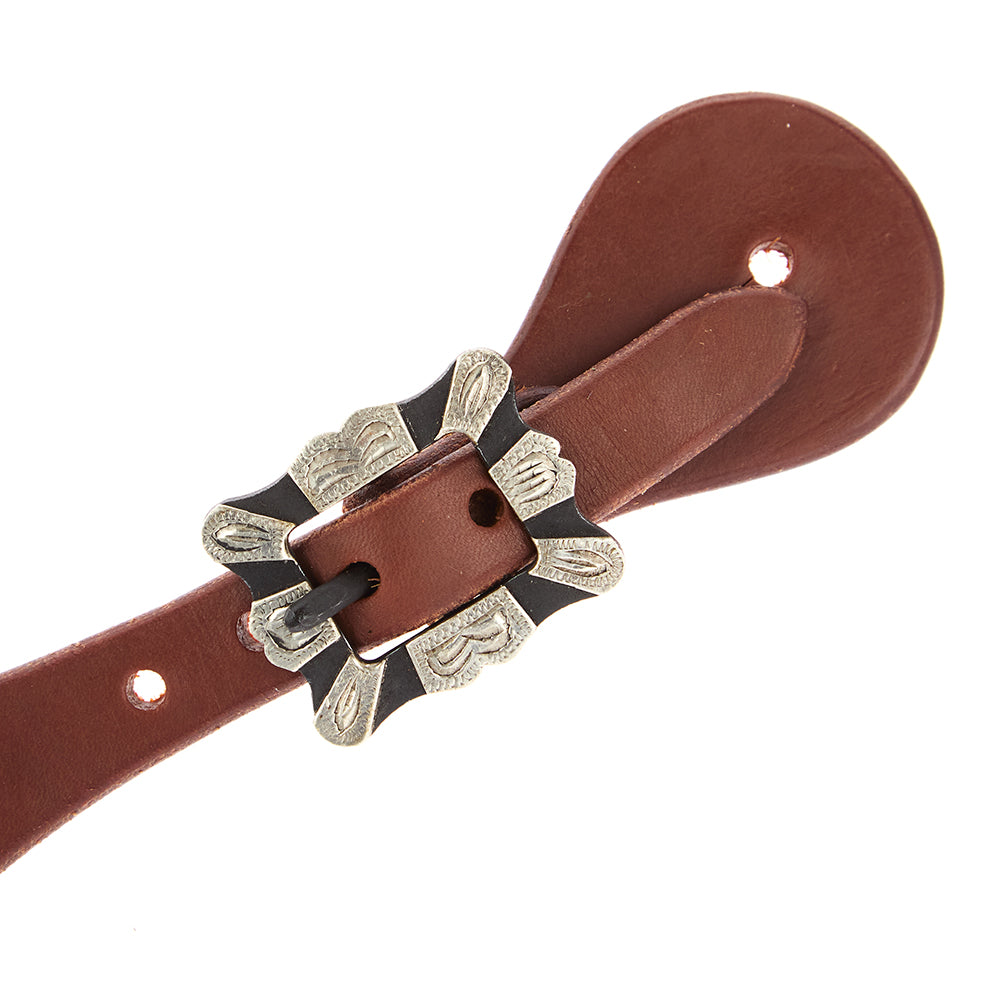 WD-DWSSO-25 Mens Oiled Dove Wing Spur Straps With Square Silver Bar Buckles