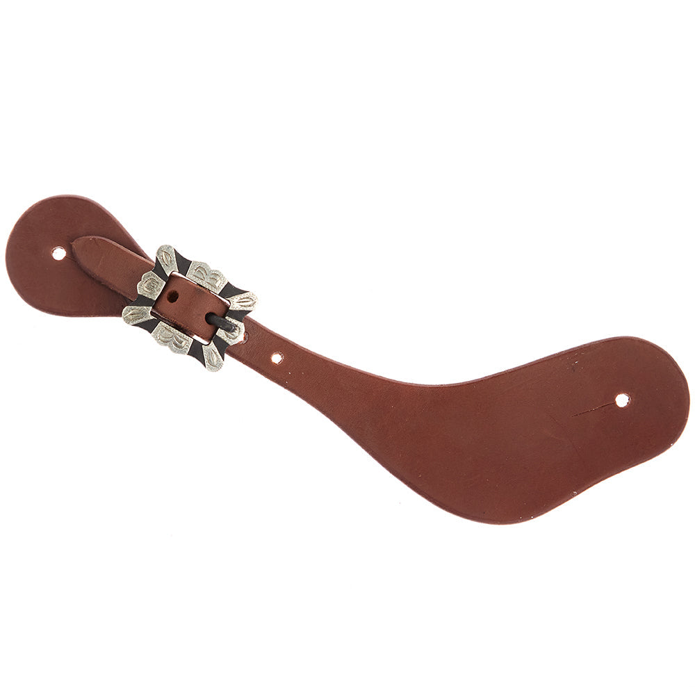 WD-DWSSO-25 Mens Oiled Dove Wing Spur Straps With Square Silver Bar Buckles