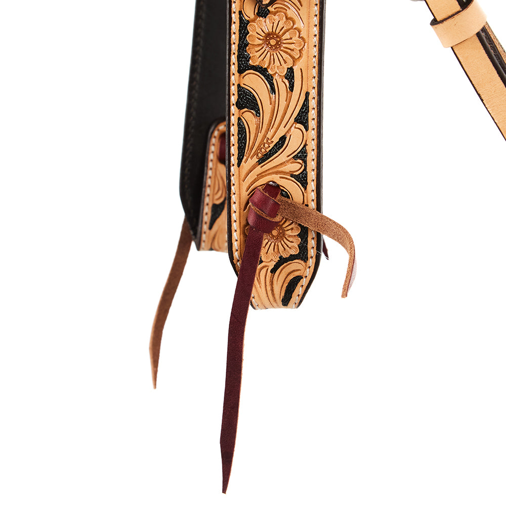WD-SBH8 Natural Floral Tooling Browband Headstall