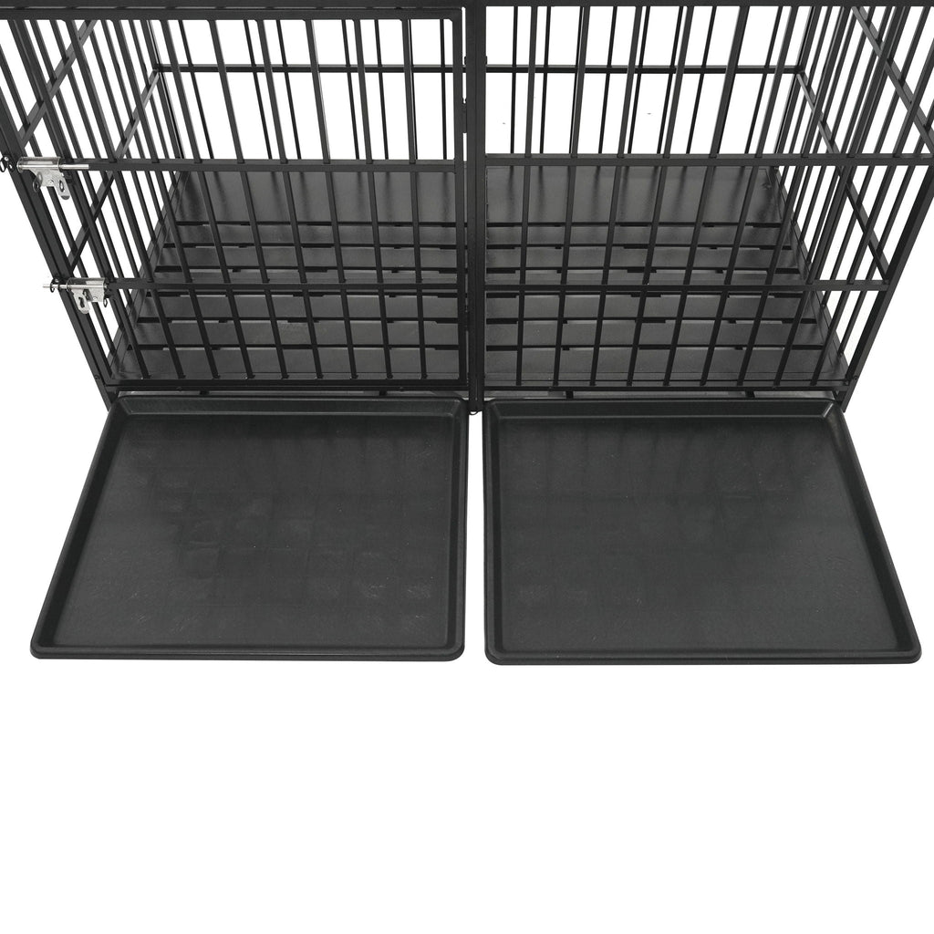 Extra Large Heavy Duty Dog Crate With Removable Pans For Dogs - Black