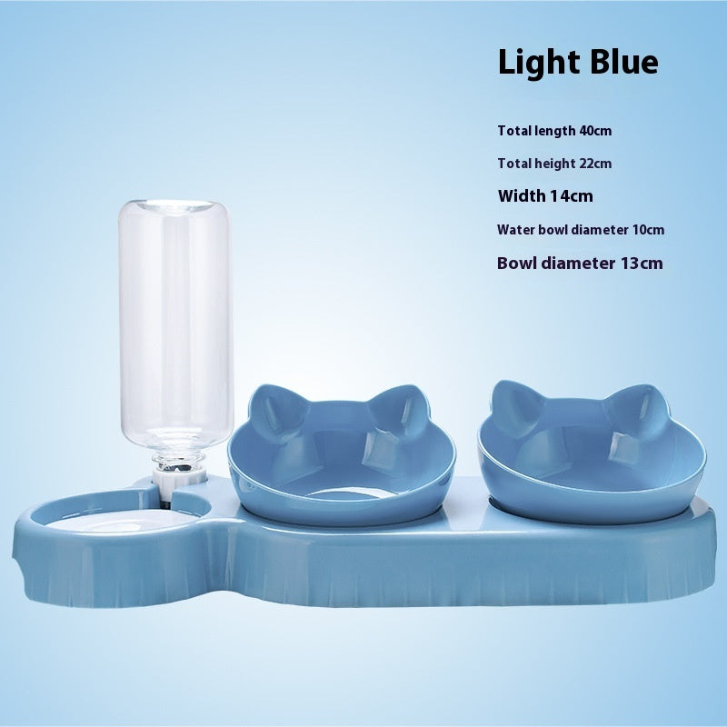3-in-1 Pet Feeding Station with Auto Water Bowl — 4 Colors